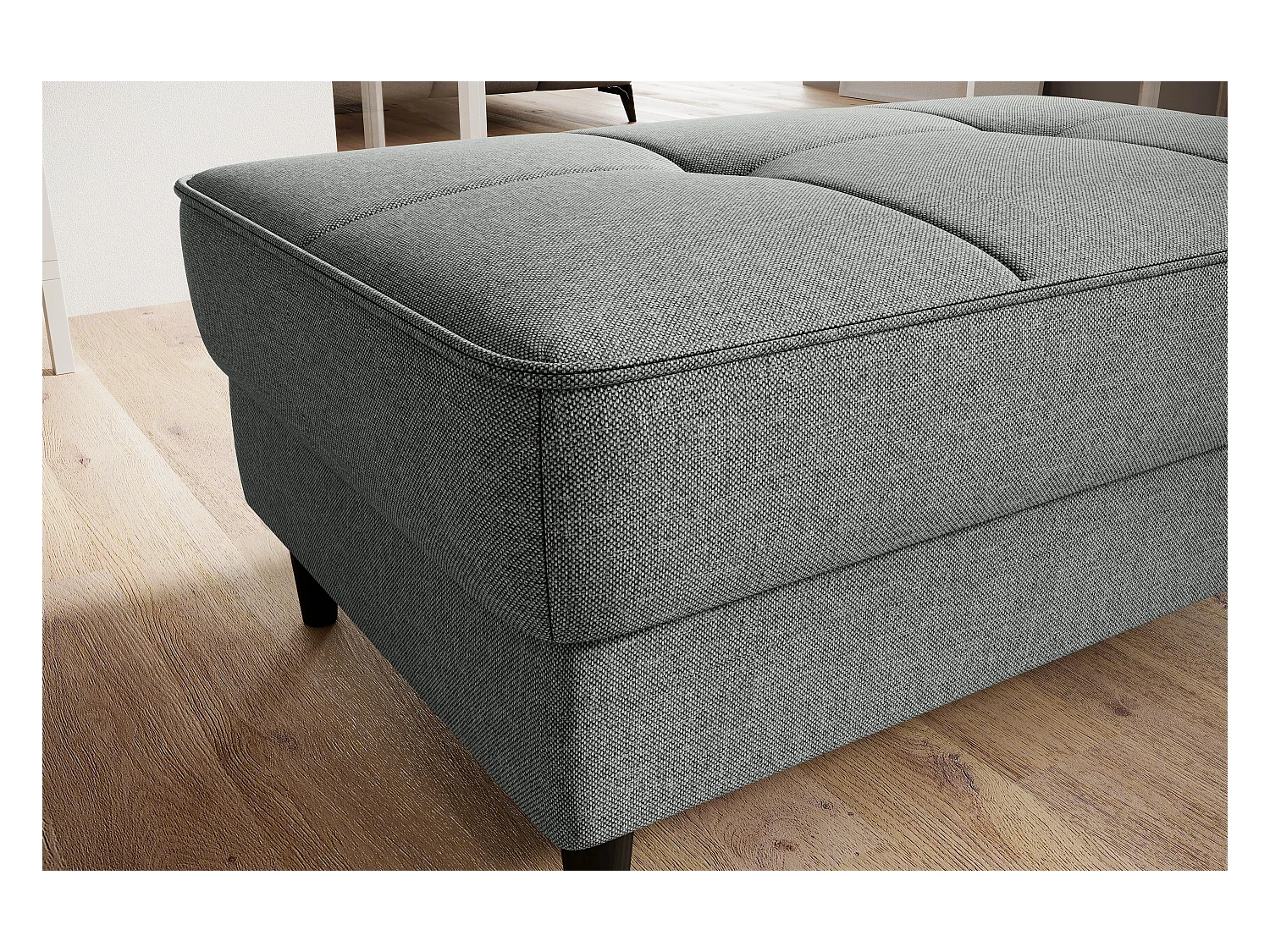 Pouf avec rangement en tissu BOZA-Gris chiné