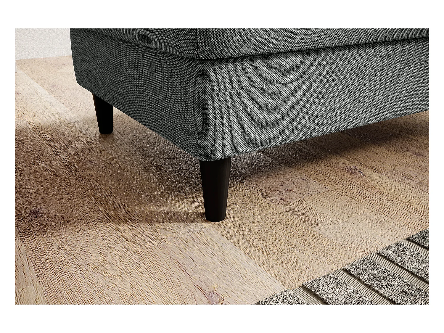 Pouf avec rangement en tissu BOZA-Gris chiné