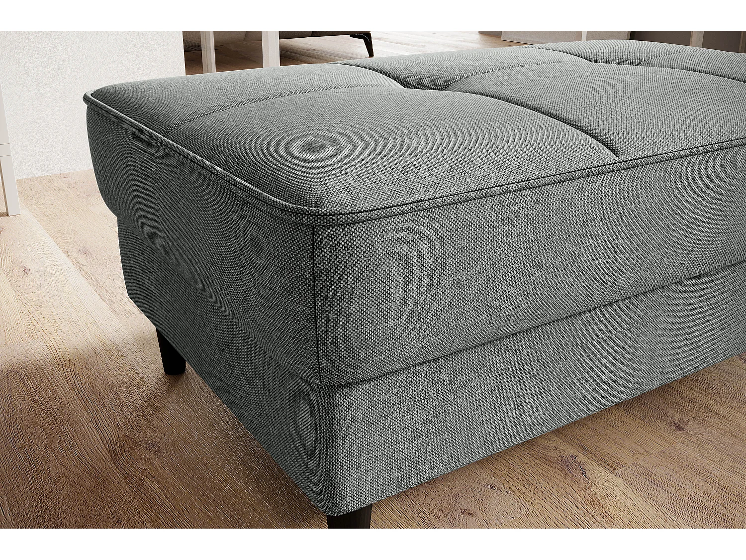 Pouf avec rangement en tissu BOZA-Gris chiné