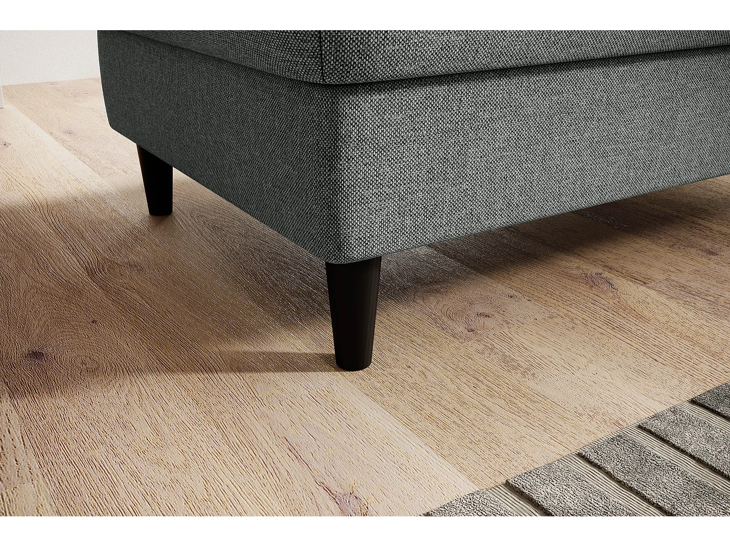 Pouf avec rangement en tissu BOZA-Gris chiné