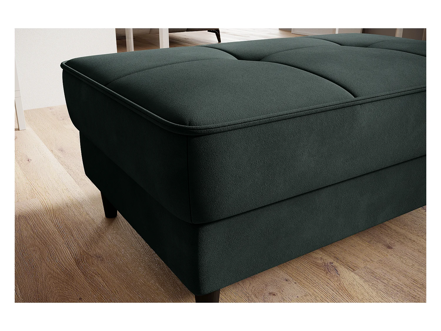Pouf avec rangement en tissu BOZA-Vert épinard