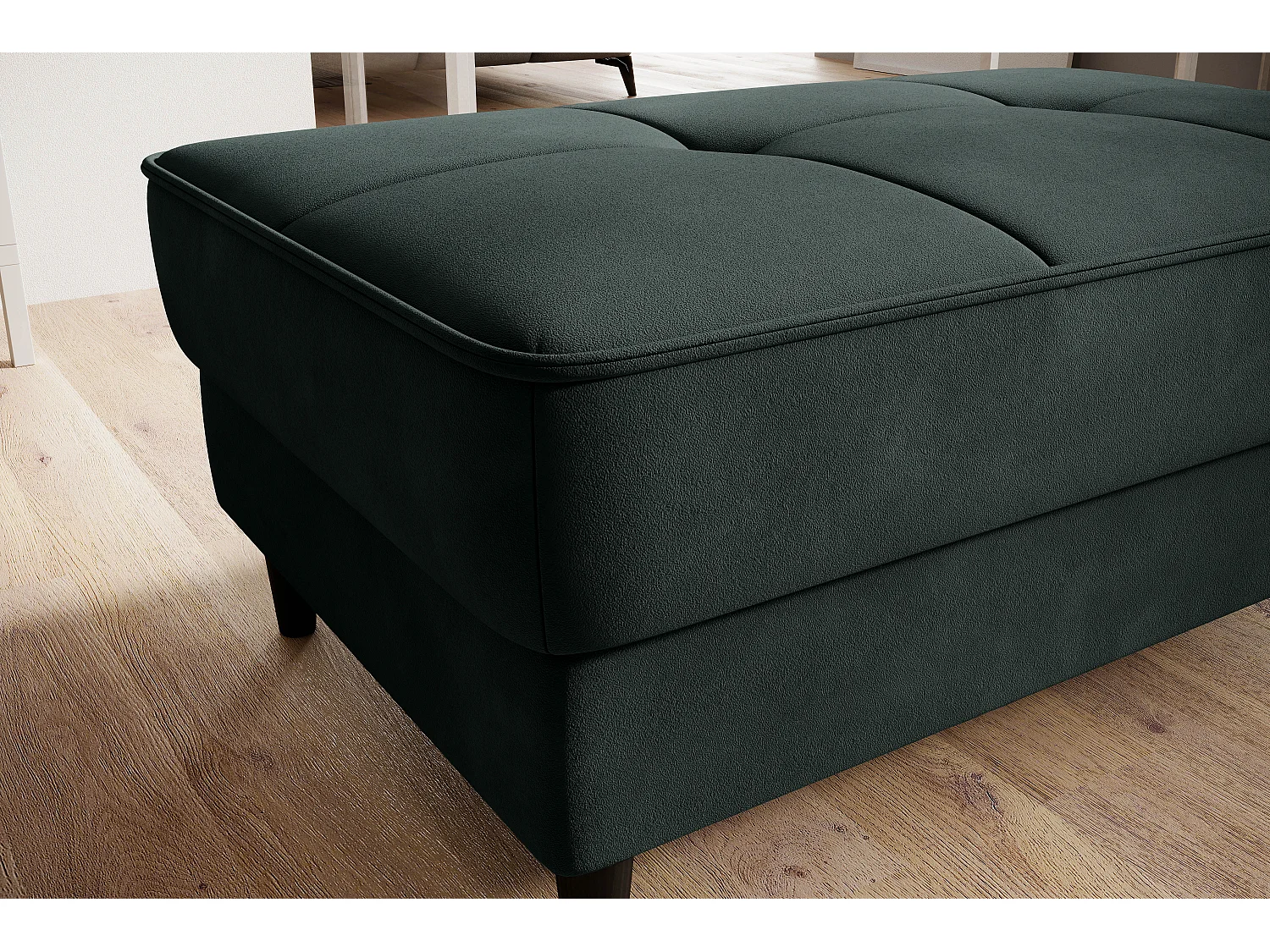 Pouf avec rangement en tissu BOZA-Vert épinard