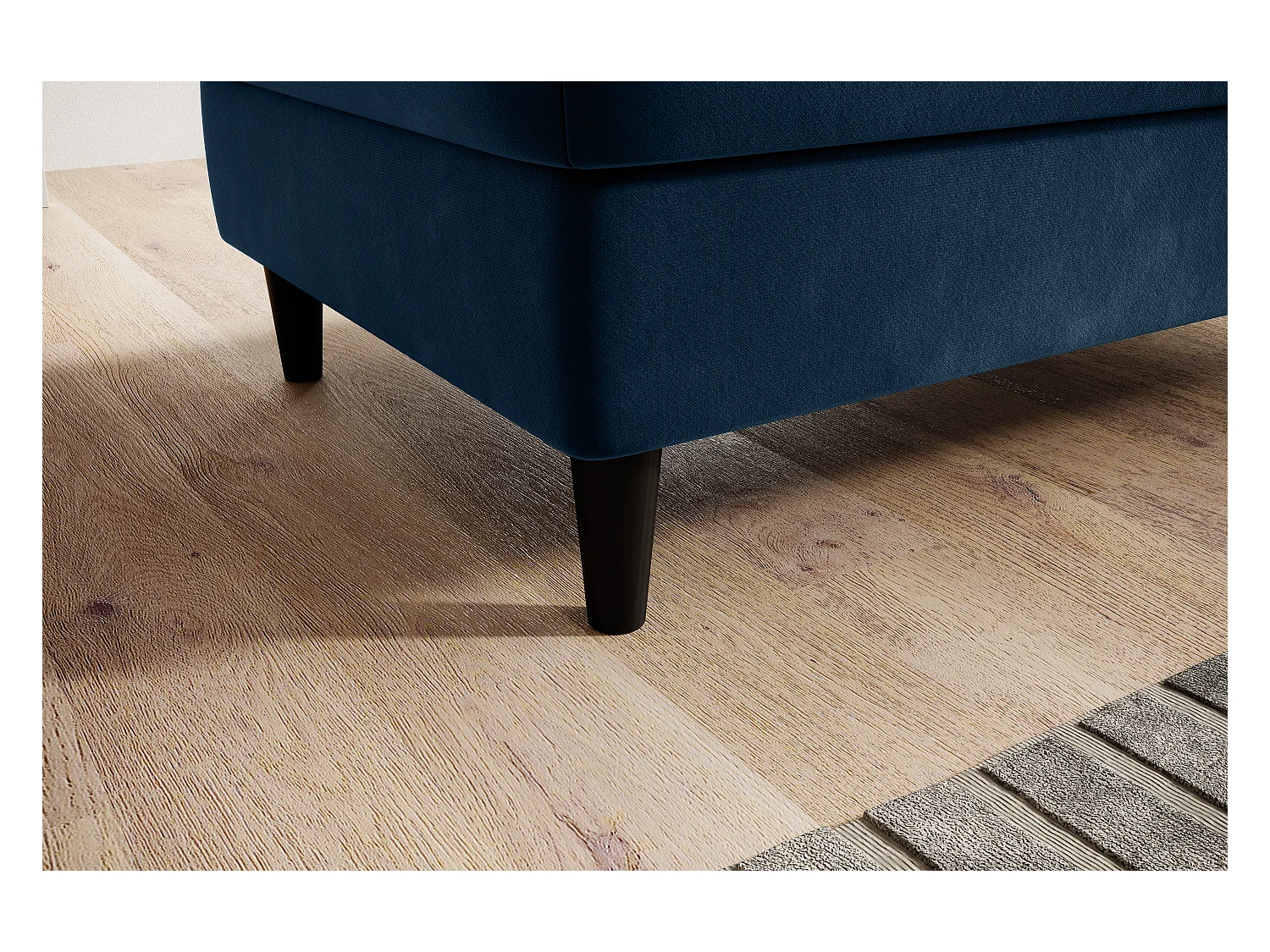 Pouf avec rangement en tissu BOZA-Bleu nuit