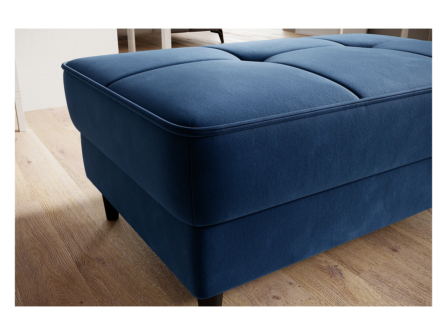 Pouf avec rangement en tissu BOZA-Bleu nuit