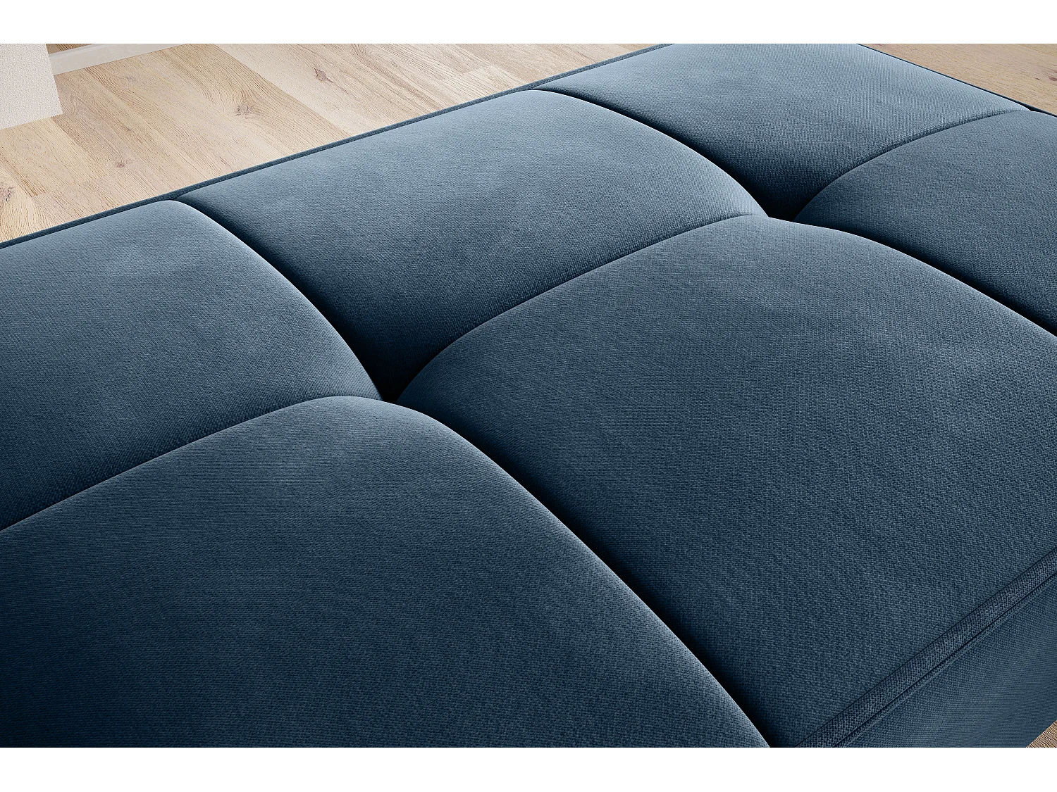 Pouf avec rangement en tissu BOZA-Bleu nuit