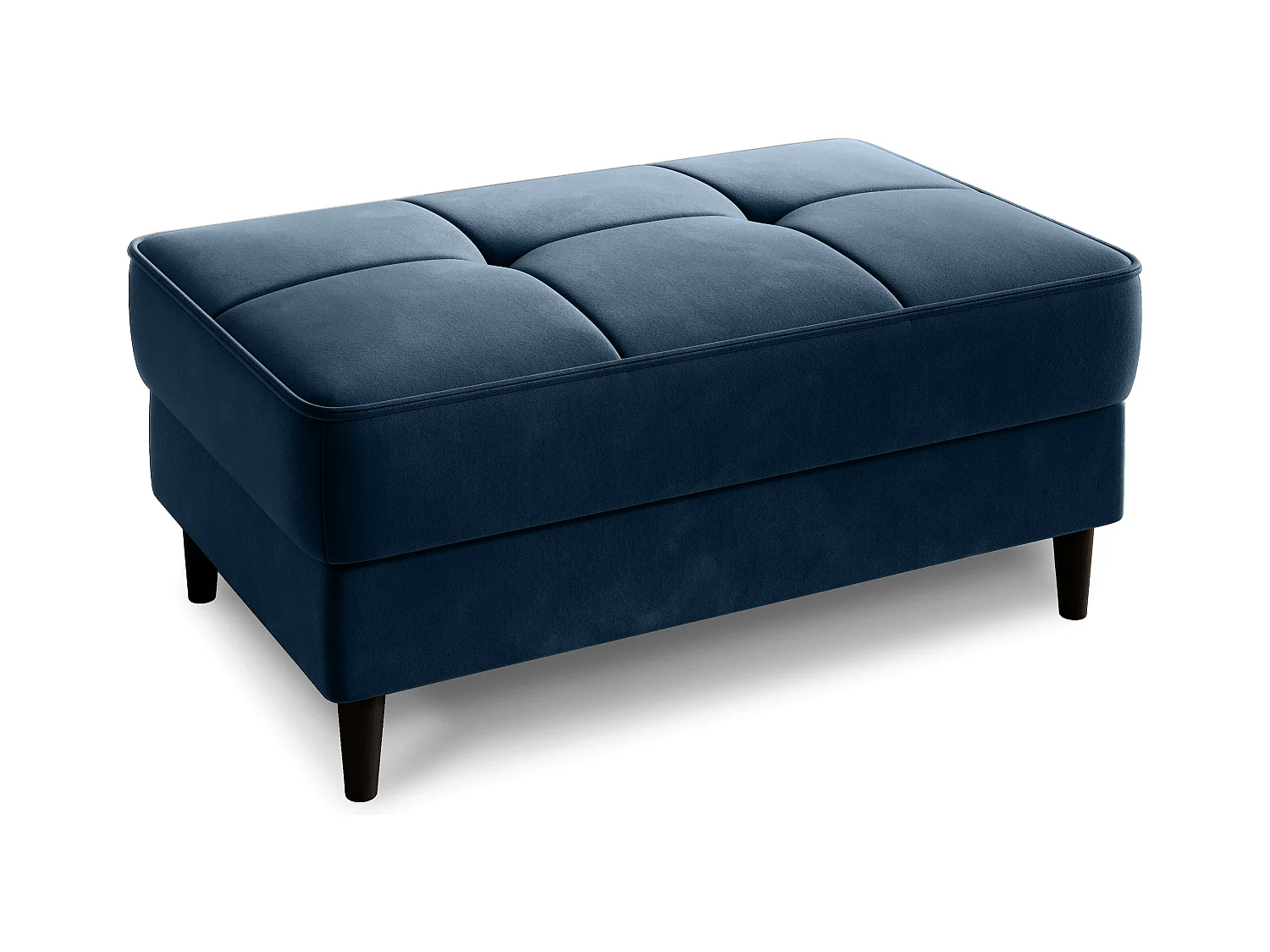 Pouf avec rangement en tissu BOZA-Bleu nuit