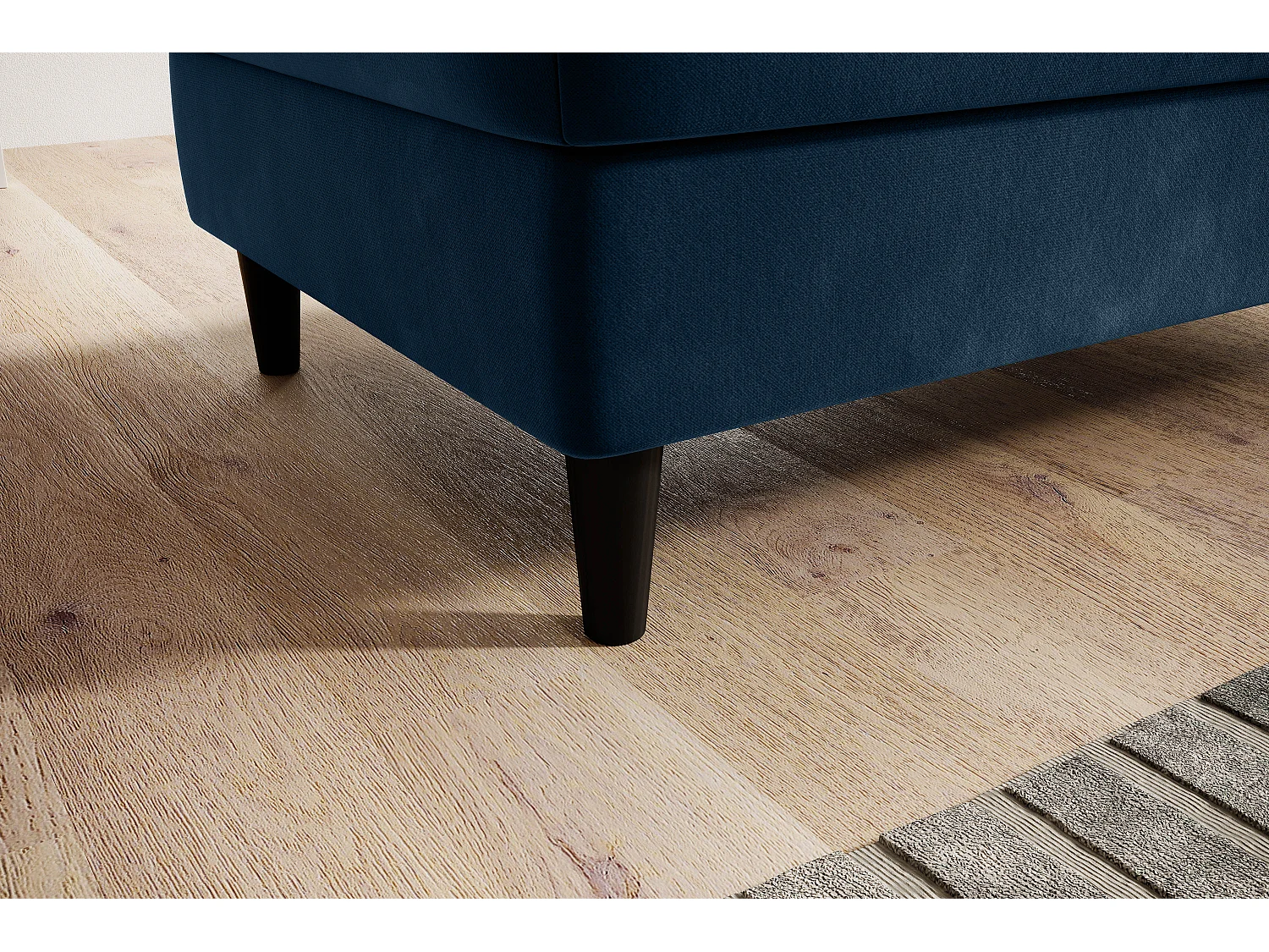 Pouf avec rangement en tissu BOZA-Bleu nuit