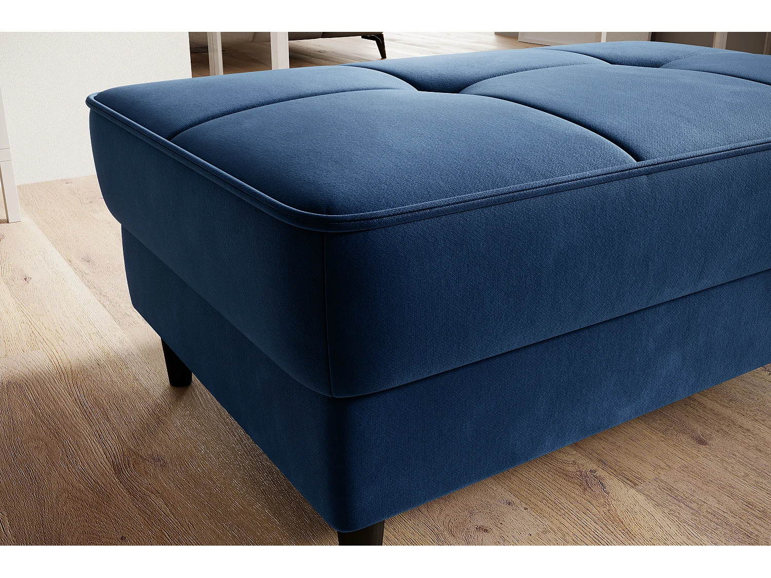 Pouf avec rangement en tissu BOZA-Bleu nuit