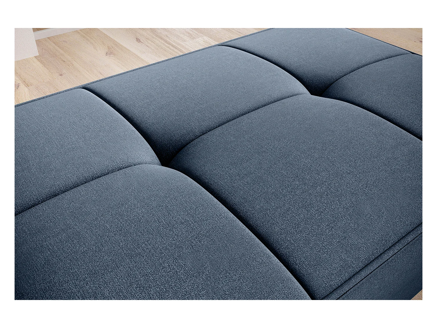 Pouf avec rangement en tissu BOZA-Bleu charrette