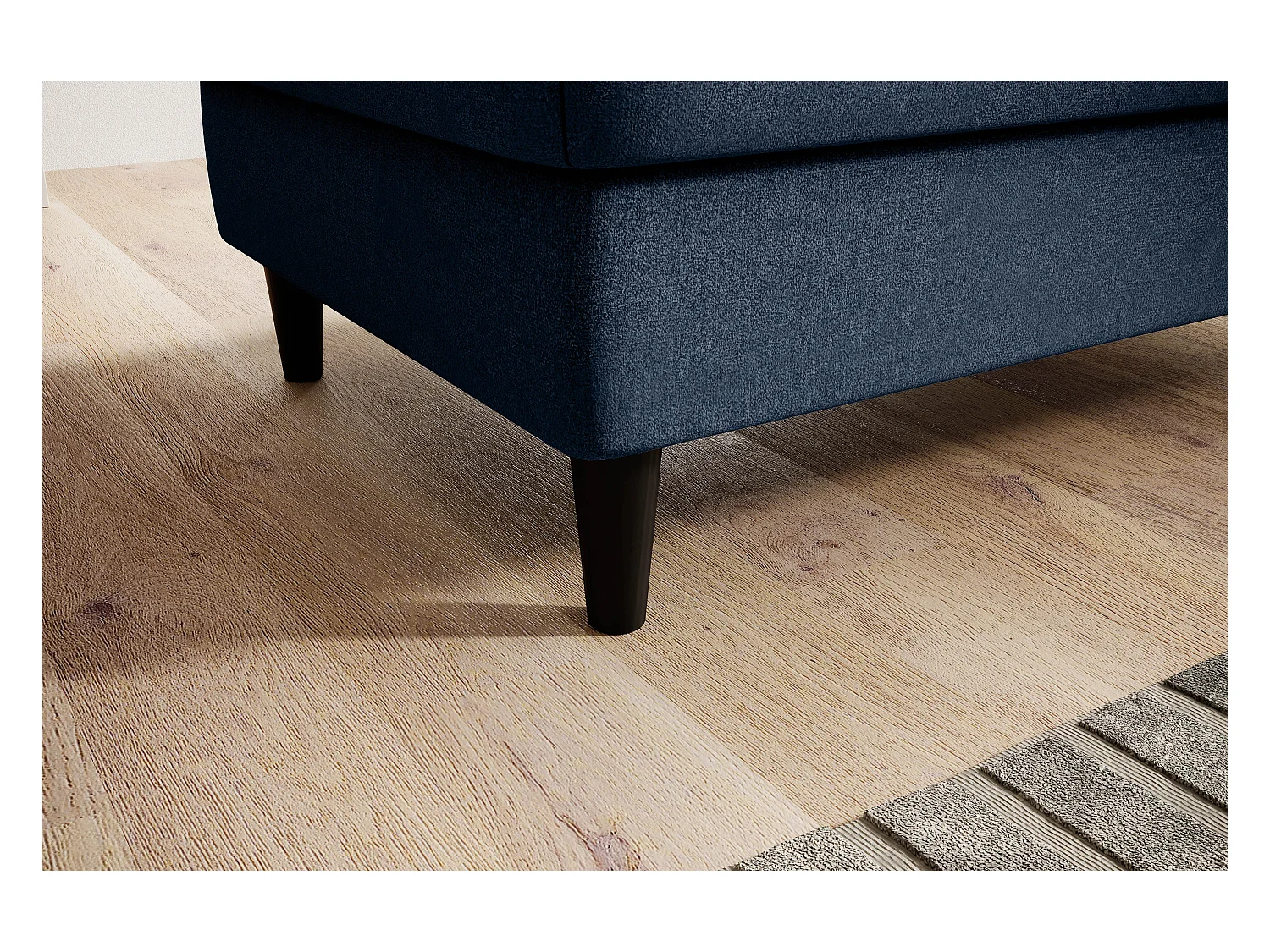 Pouf avec rangement en tissu BOZA-Bleu charrette