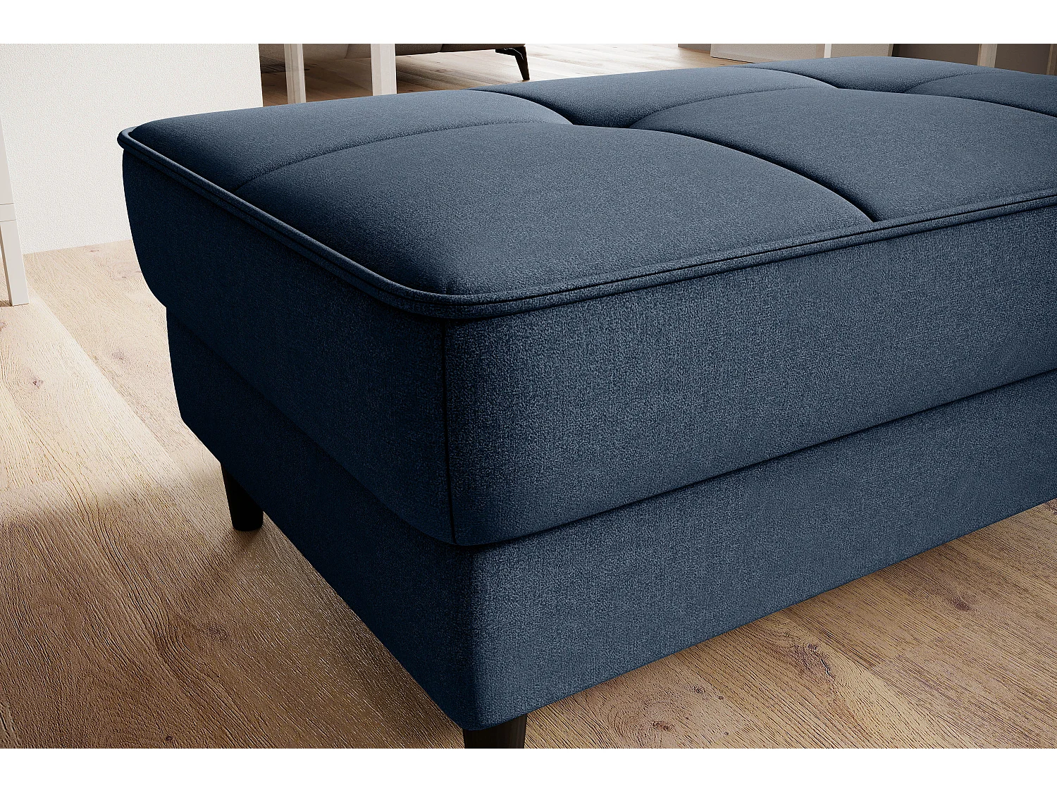 Pouf avec rangement en tissu BOZA-Bleu charrette