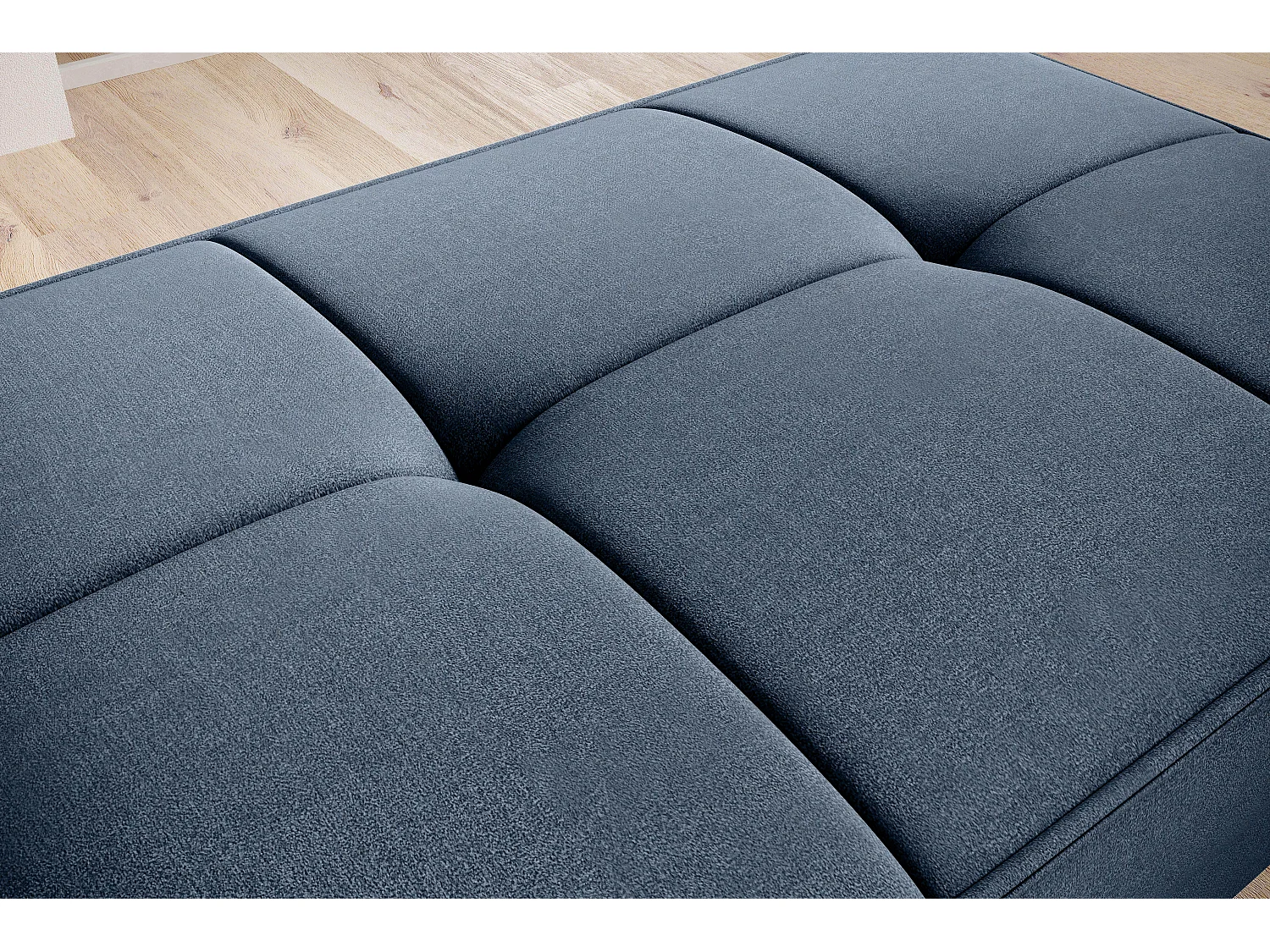 Pouf avec rangement en tissu BOZA-Bleu charrette