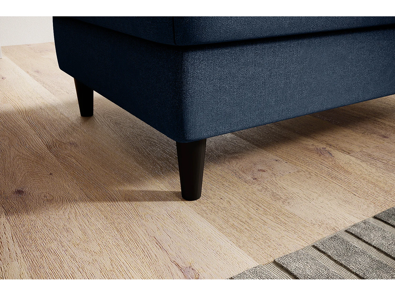 Pouf avec rangement en tissu BOZA-Bleu charrette