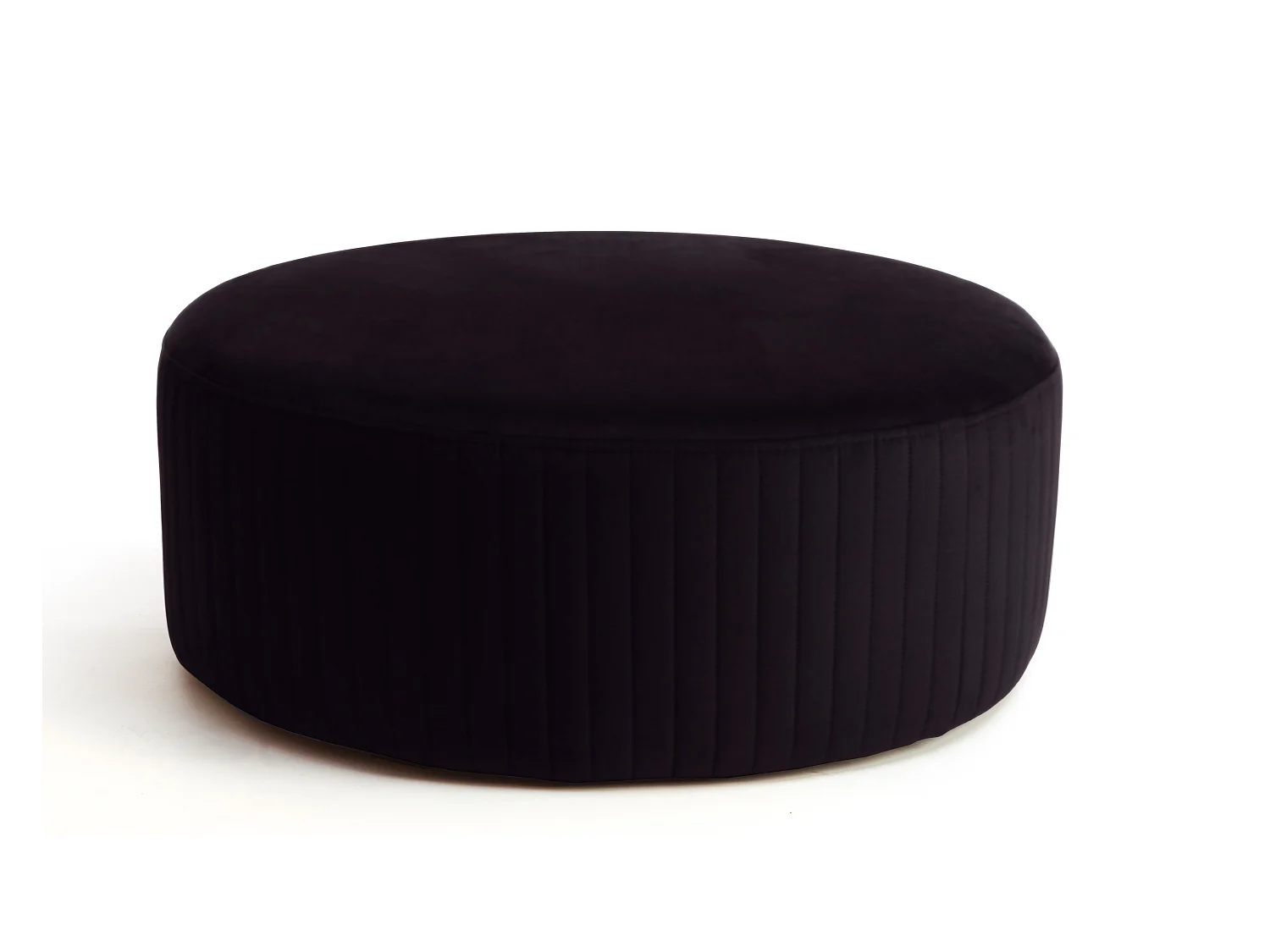 Pouf rond en velours KARA – Confort absolu-Noir
