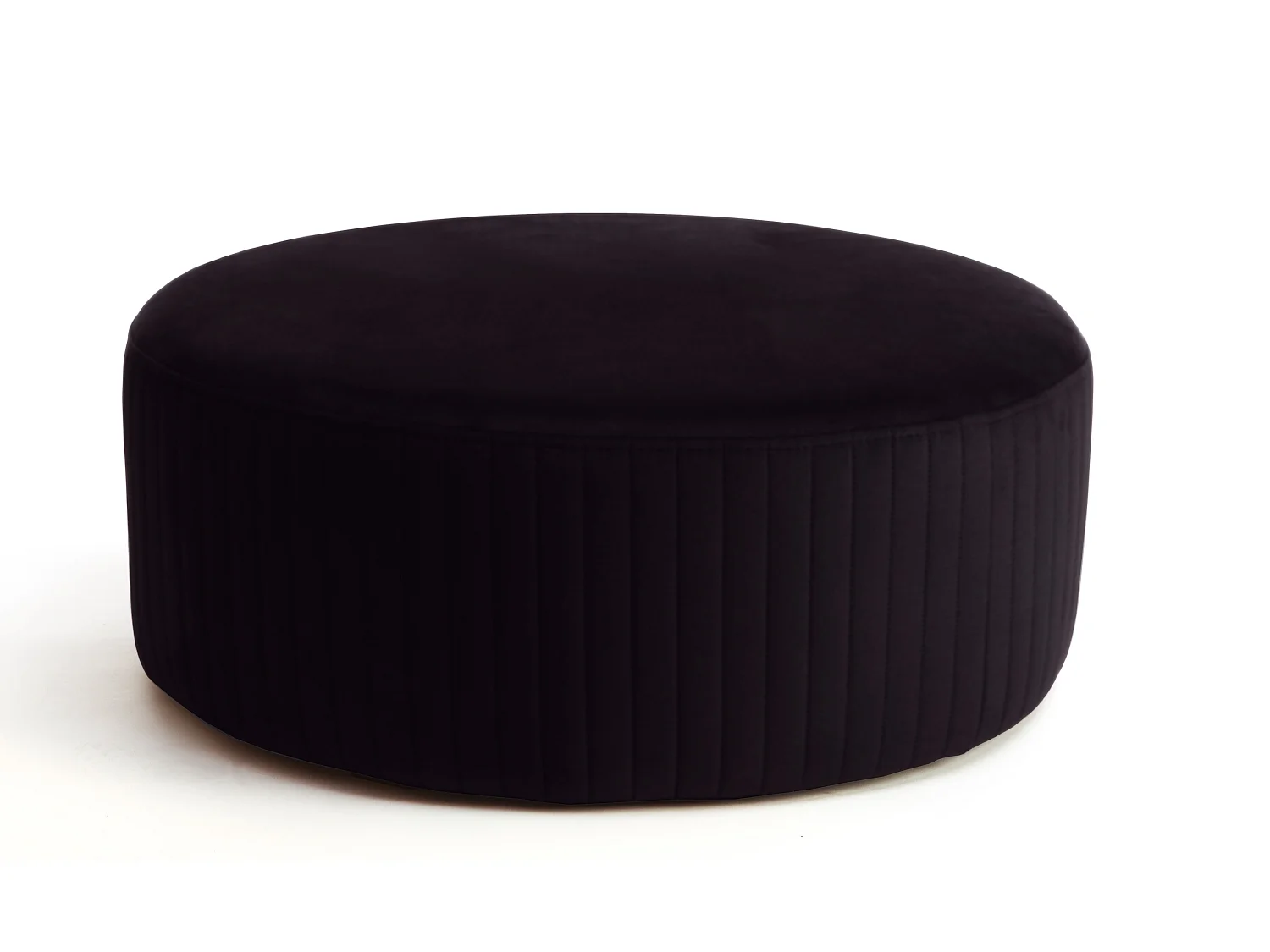 Pouf rond en velours KARA – Confort absolu-Noir