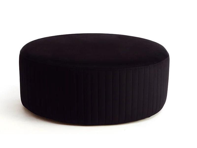 Pouf rond en velours KARA – Confort absolu-Noir