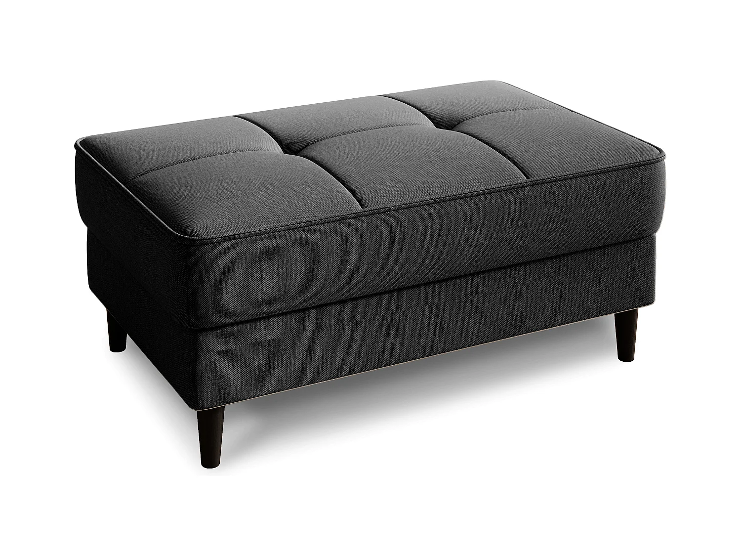 Pouf avec rangement en tissu BOZA-Gris foncé chiné