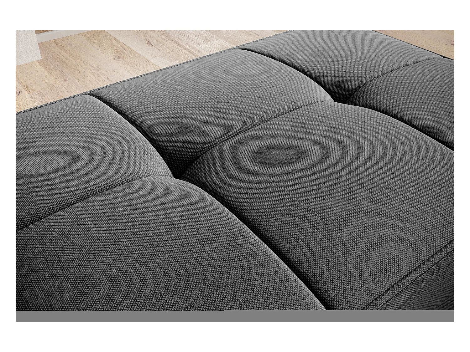 Pouf avec rangement en tissu BOZA-Gris foncé chiné