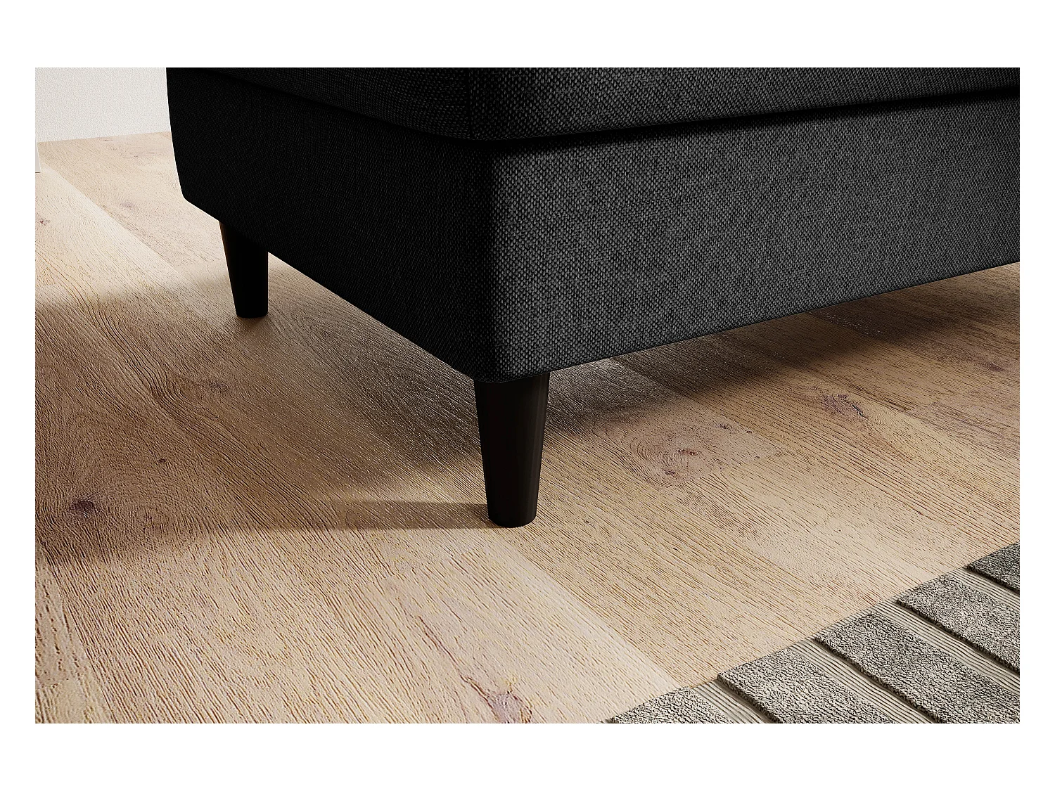 Pouf avec rangement en tissu BOZA-Gris foncé chiné