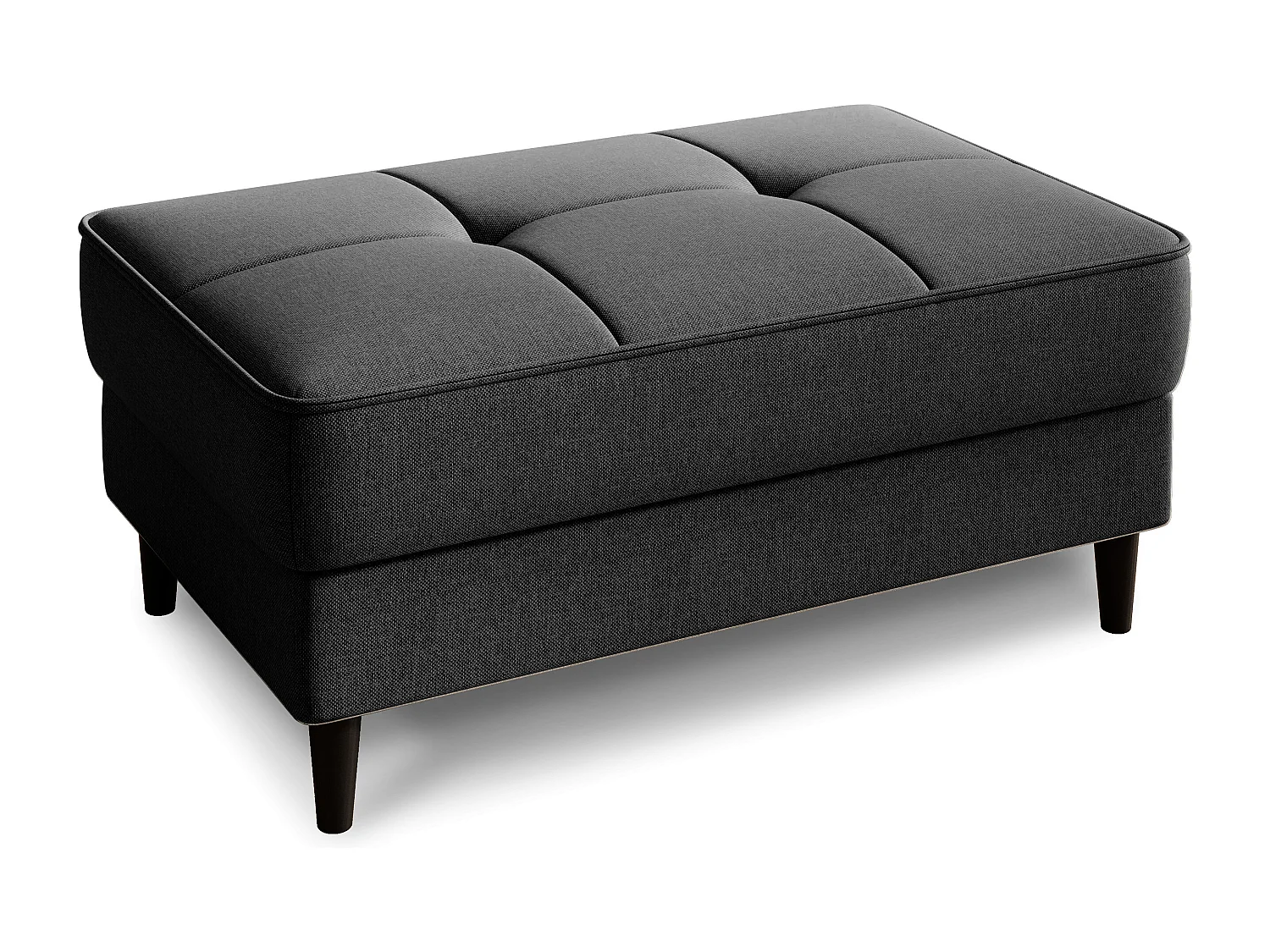 Pouf avec rangement en tissu BOZA-Gris foncé chiné