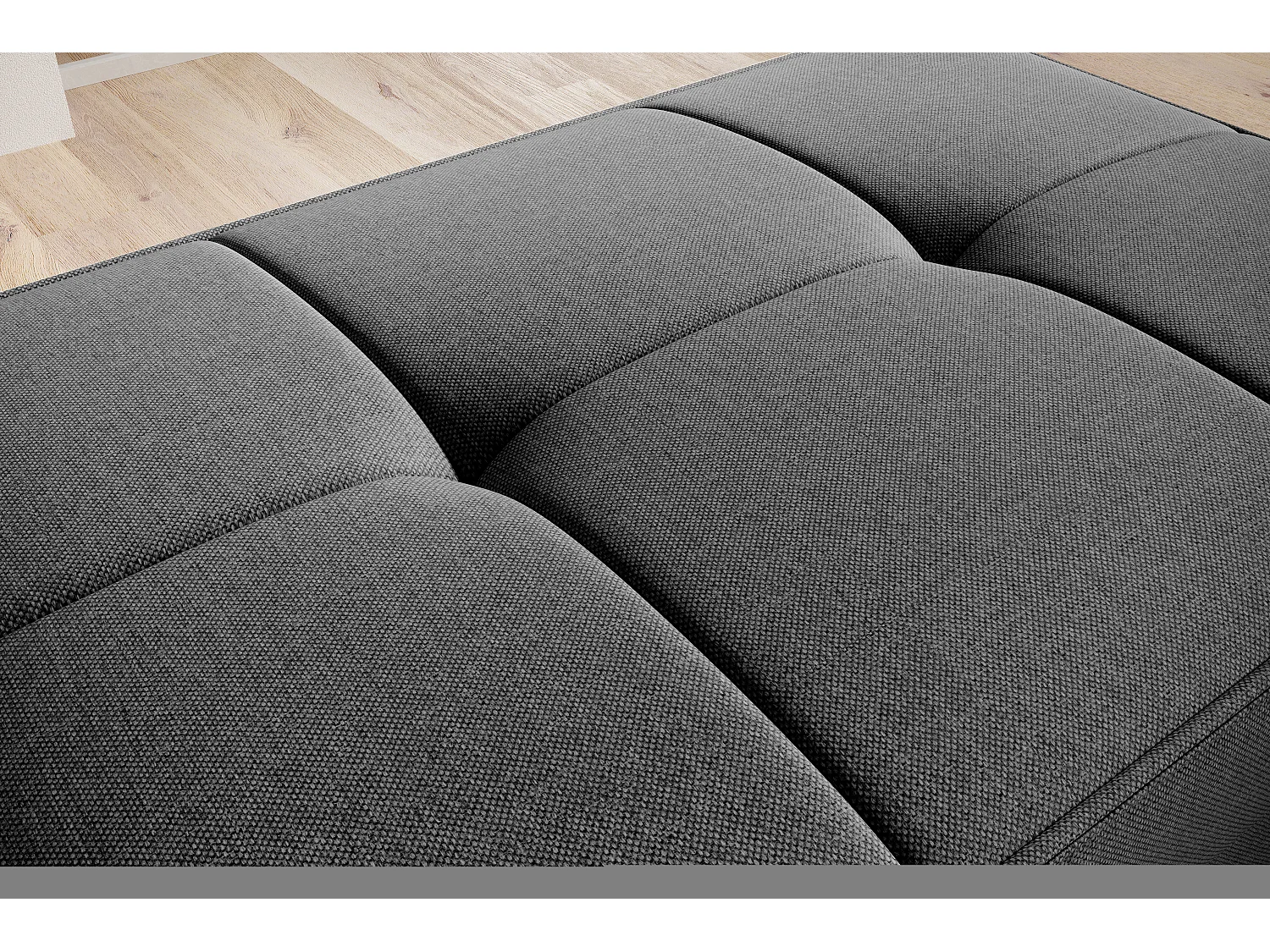 Pouf avec rangement en tissu BOZA-Gris foncé chiné