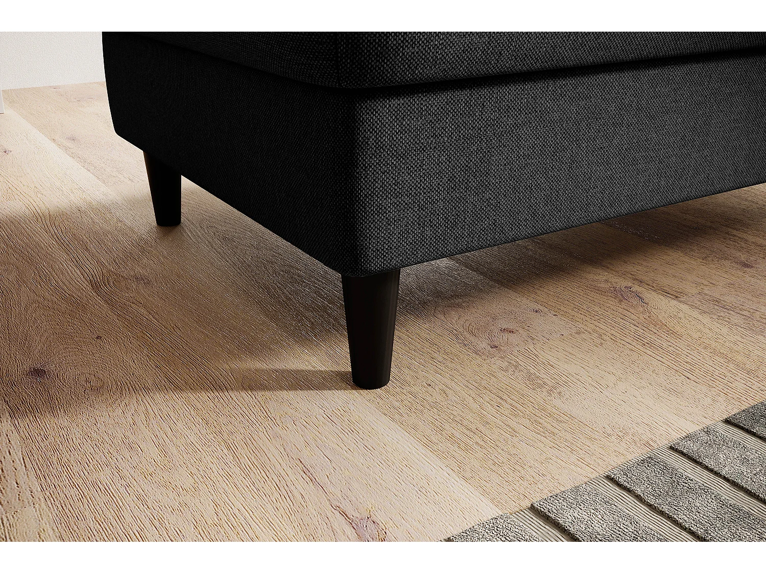 Pouf avec rangement en tissu BOZA-Gris foncé chiné