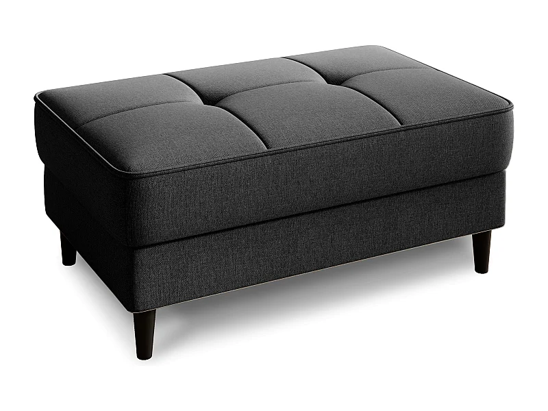 Pouf avec rangement en tissu BOZA-Gris foncé chiné