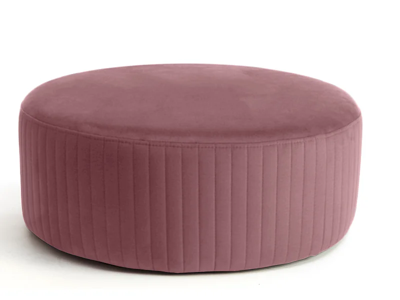 Pouf rond en velours KARA – Confort absolu-Rose