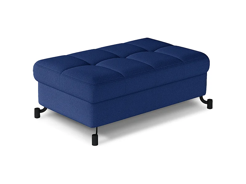 Pouf tissu matelassé avec coffre de rangement LORI-Bleu nuit