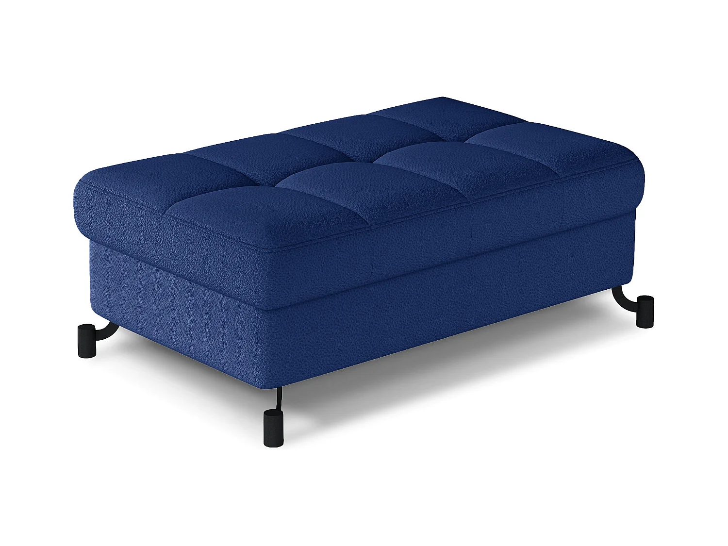 Pouf tissu matelassé avec coffre de rangement LORI-Bleu nuit