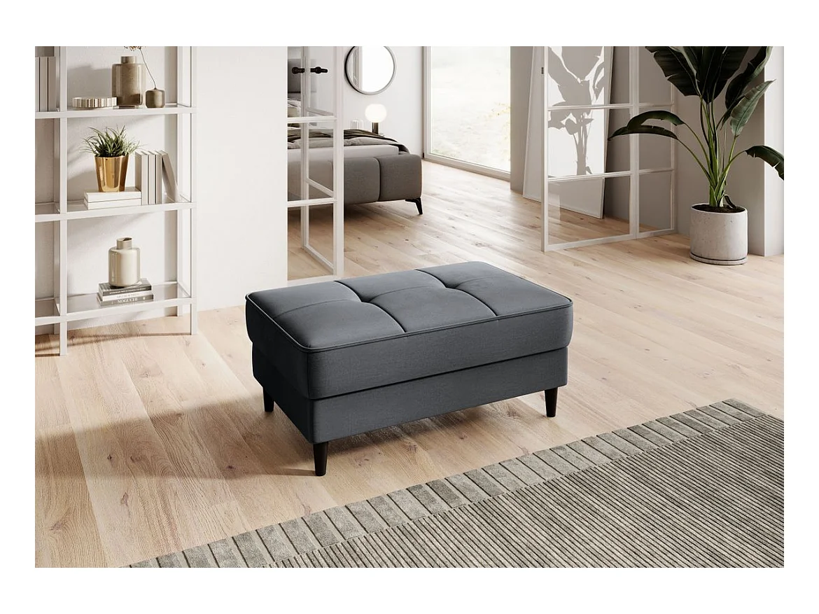 Pouf avec rangement en velours BOZA-Gris anthracite