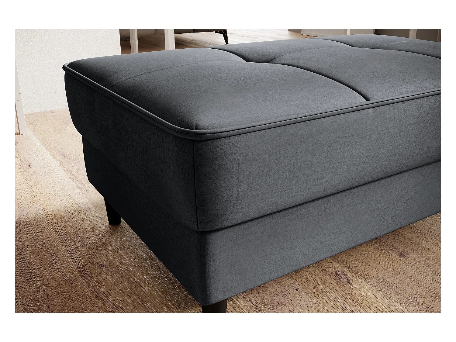 Pouf avec rangement en velours BOZA-Gris anthracite