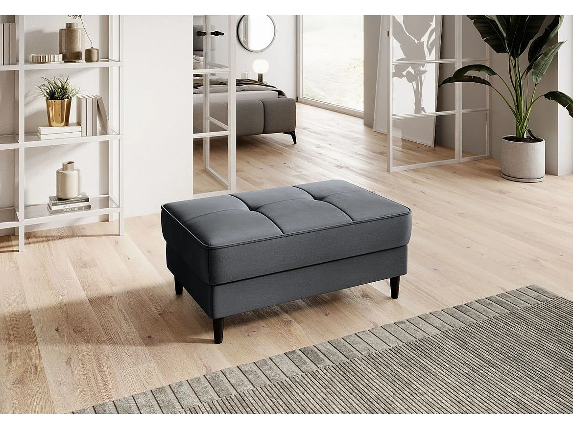 Pouf avec rangement en velours BOZA-Gris anthracite