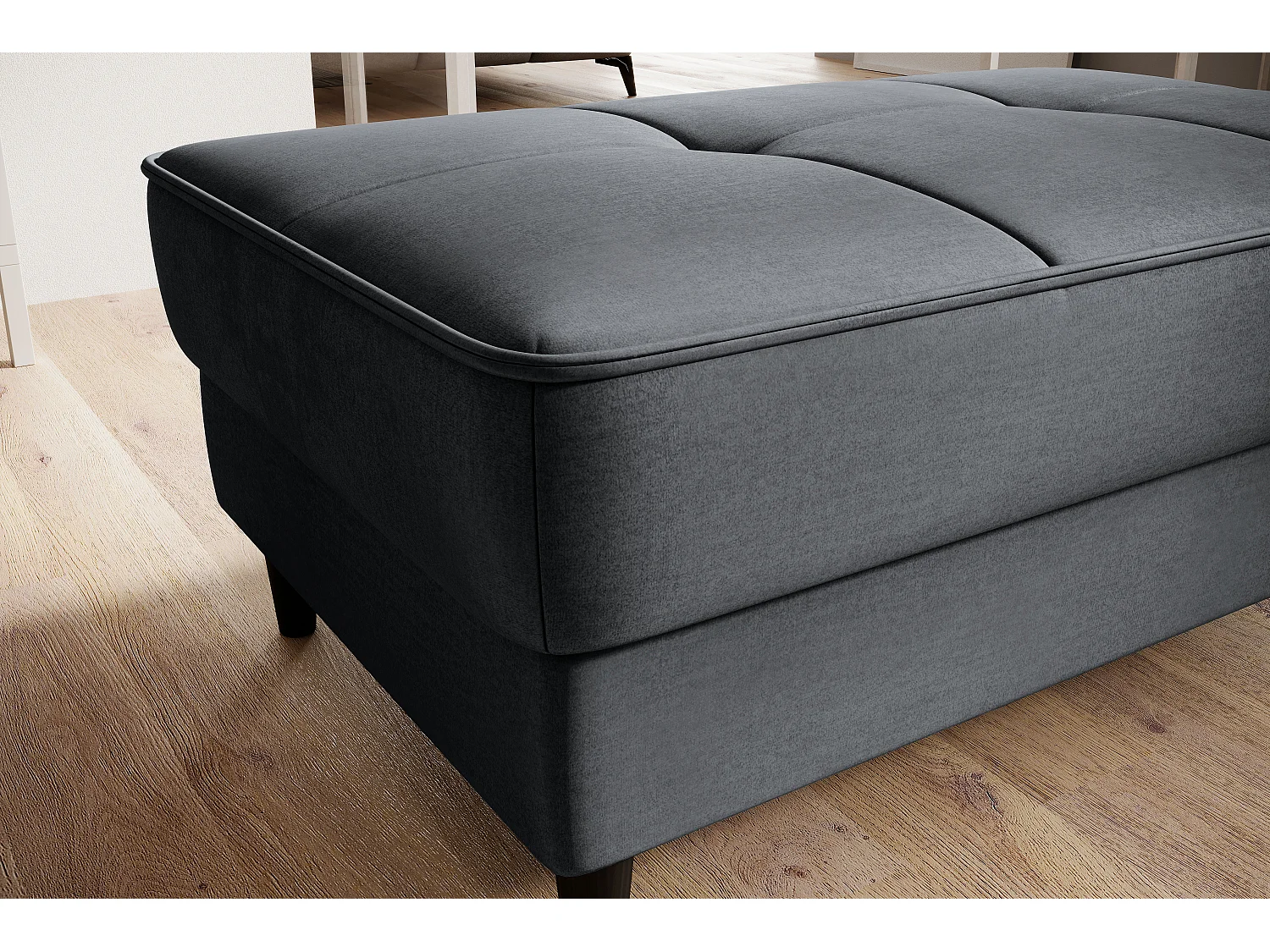 Pouf avec rangement en velours BOZA-Gris anthracite