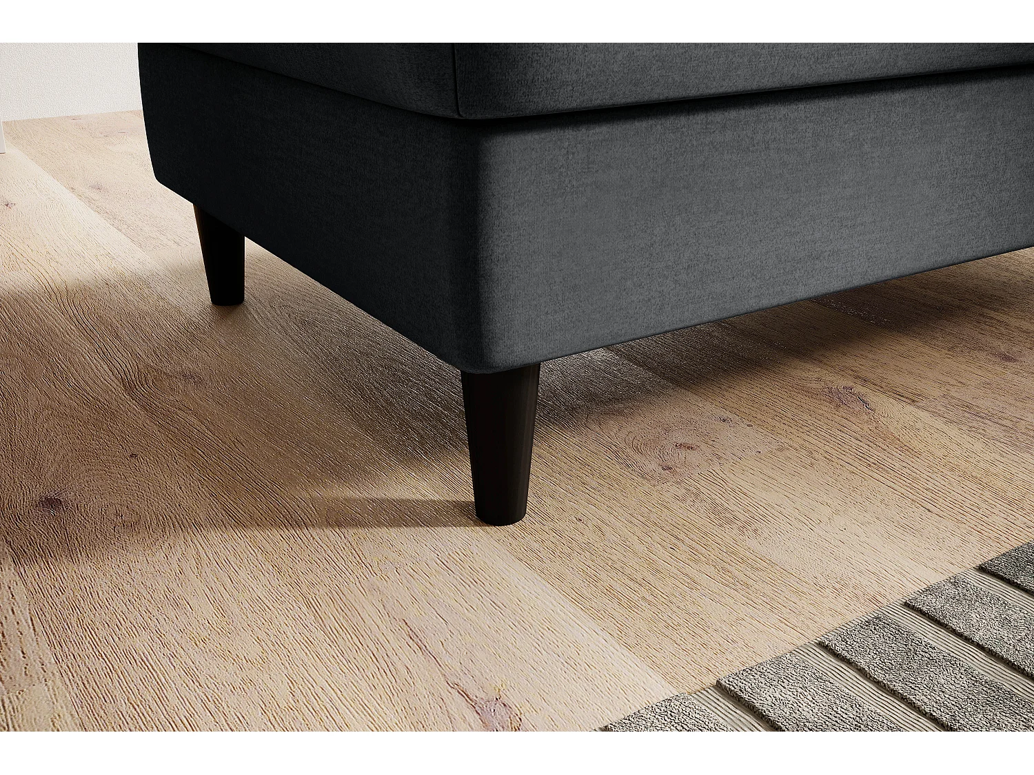 Pouf avec rangement en velours BOZA-Gris anthracite