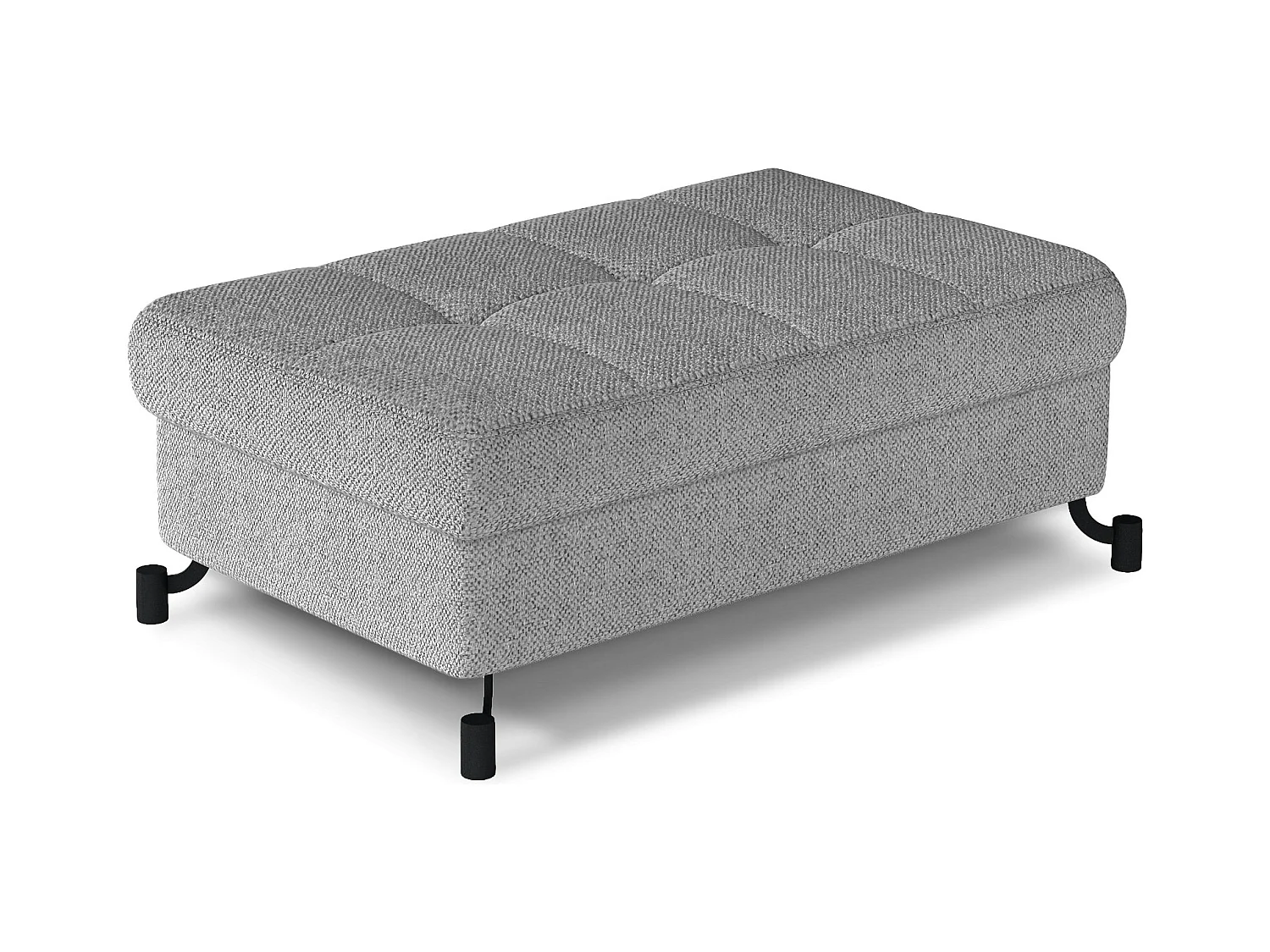 Pouf tissu matelassé avec coffre de rangement LORI-Gris souris