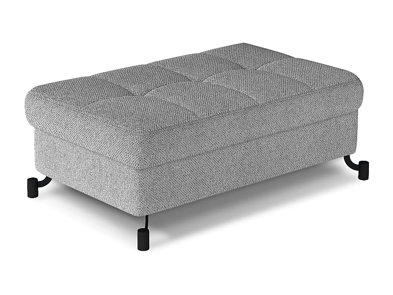 Pouf tissu matelassé avec coffre de rangement LORI-Gris souris