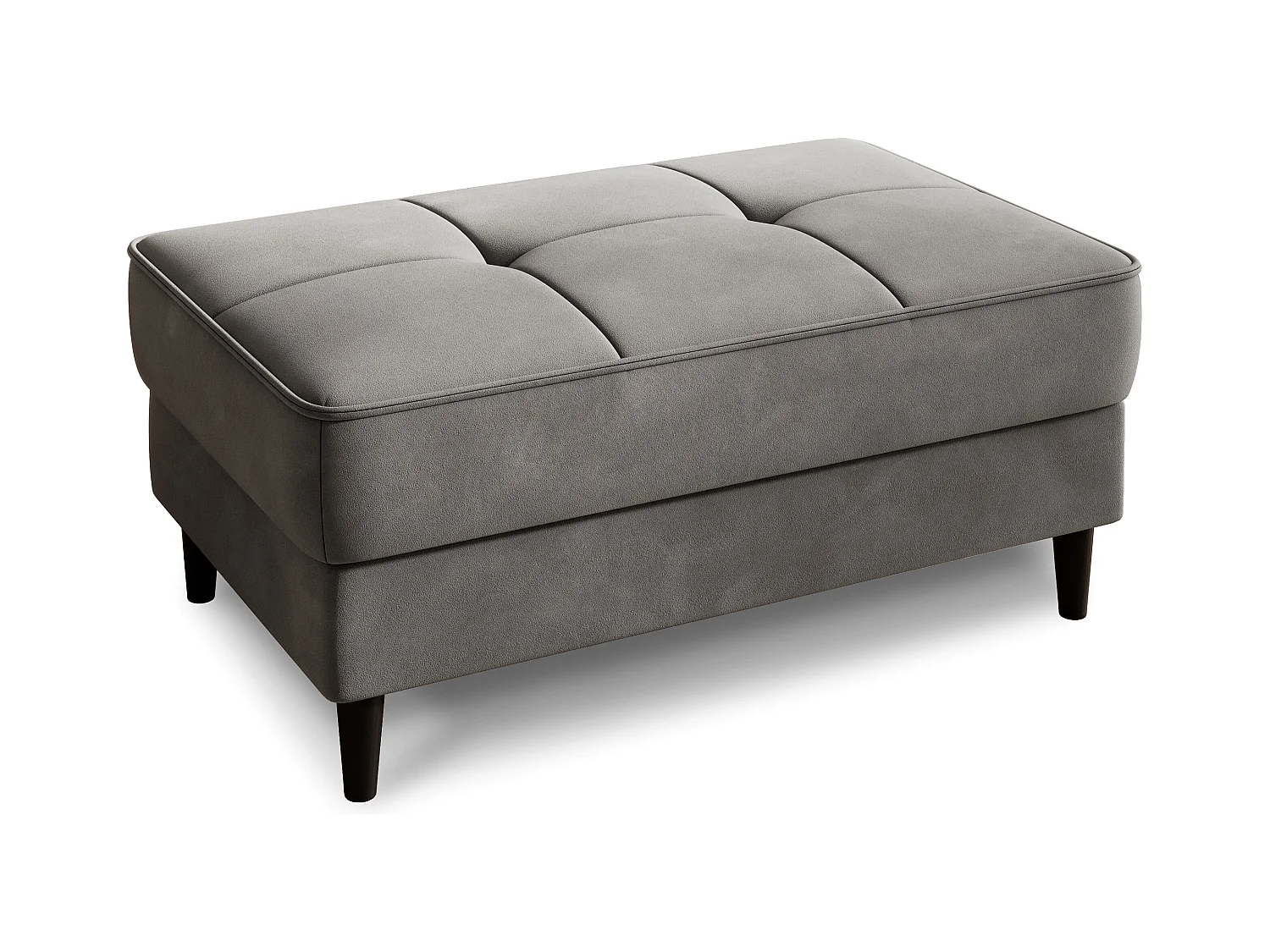 Pouf avec rangement en velours BOZA-Gris taupe