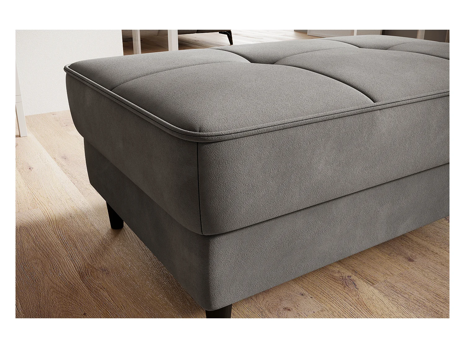 Pouf avec rangement en velours BOZA-Gris taupe