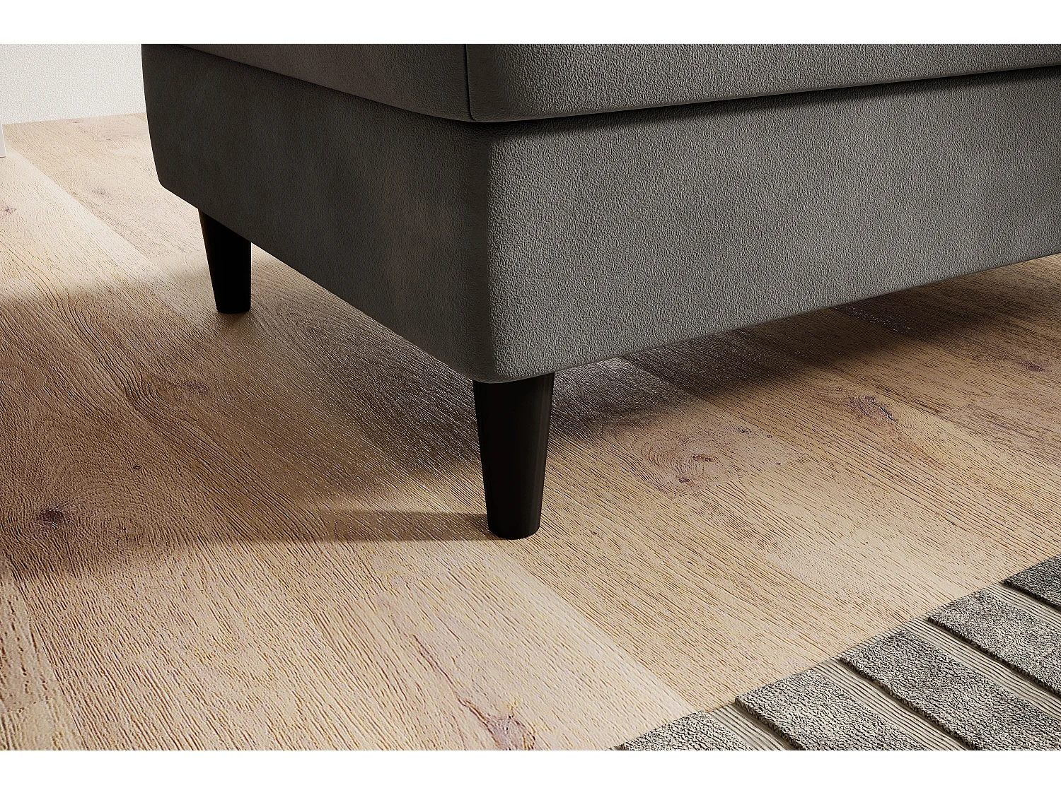 Pouf avec rangement en velours BOZA-Gris taupe