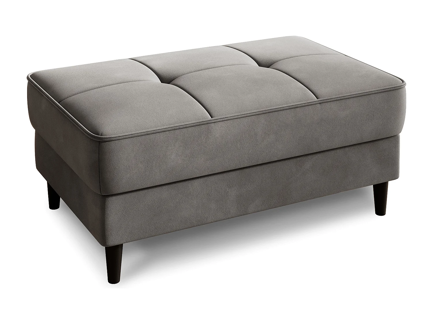 Pouf avec rangement en velours BOZA-Gris taupe