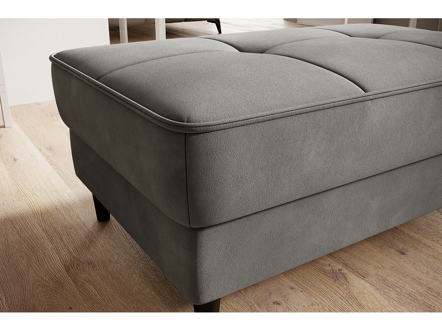 Pouf avec rangement en velours BOZA-Gris taupe