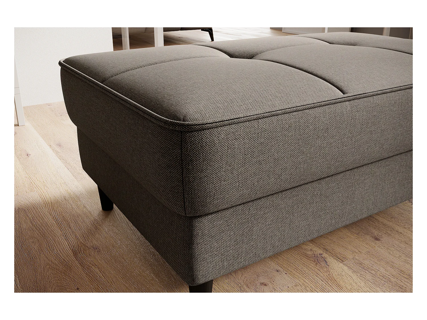 Pouf avec rangement en tissu BOZA-Beige foncé