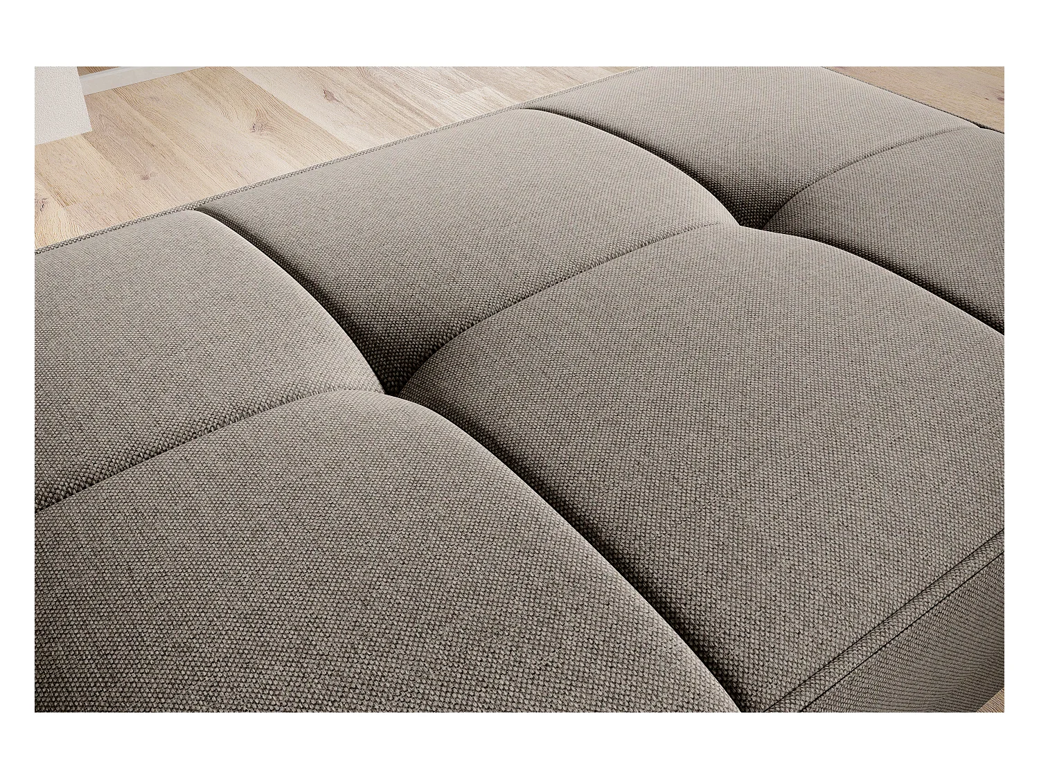 Pouf avec rangement en tissu BOZA-Beige foncé