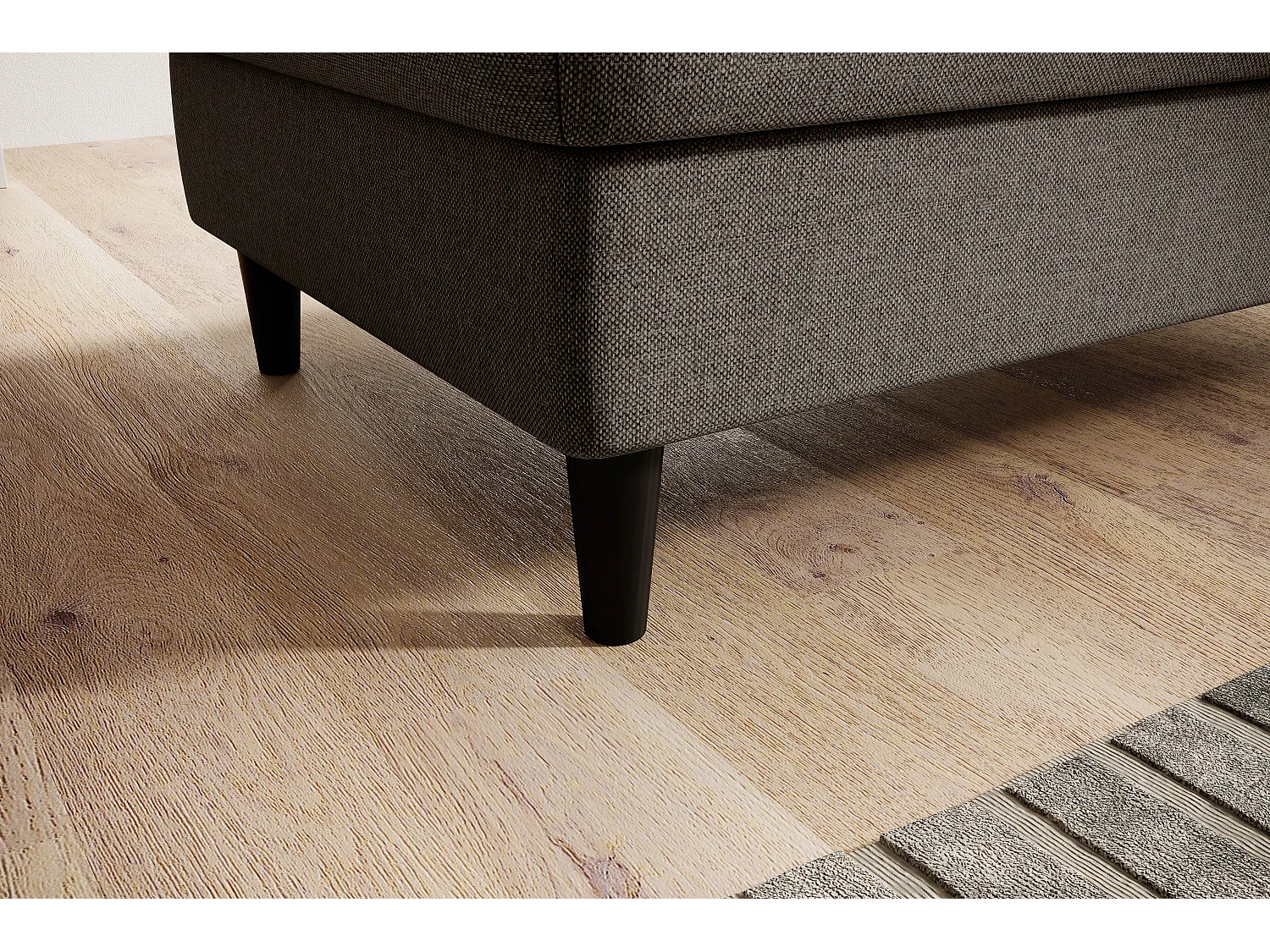 Pouf avec rangement en tissu BOZA-Beige foncé