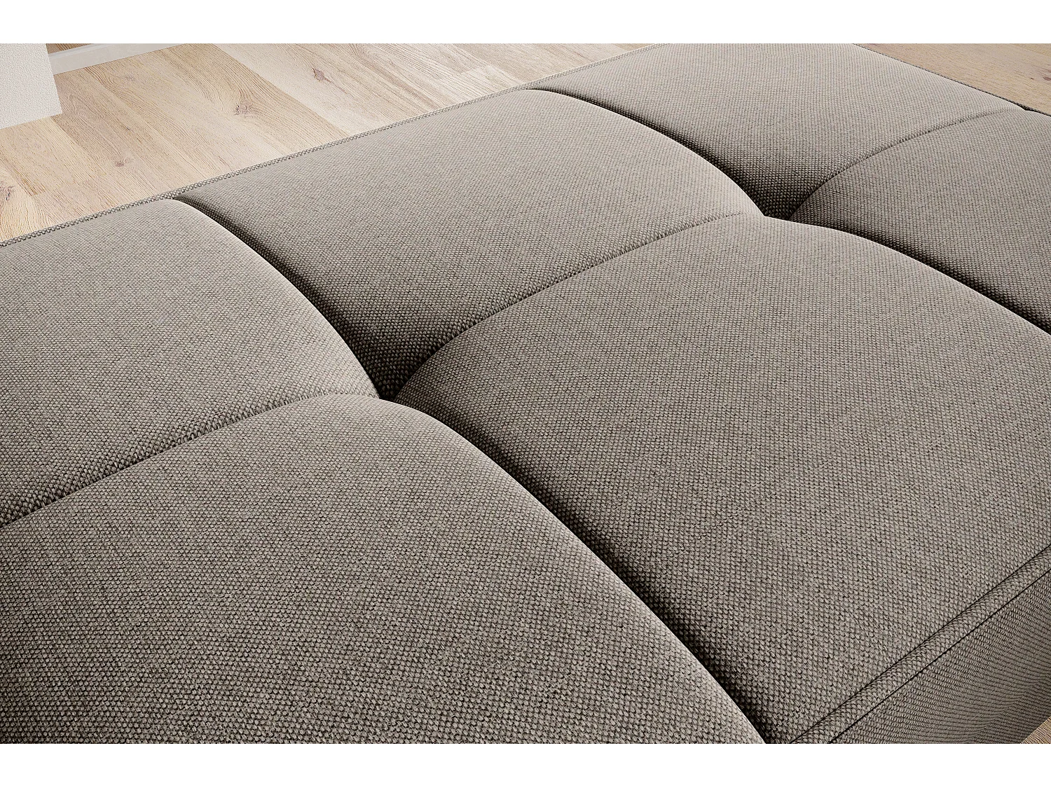 Pouf avec rangement en tissu BOZA-Beige foncé