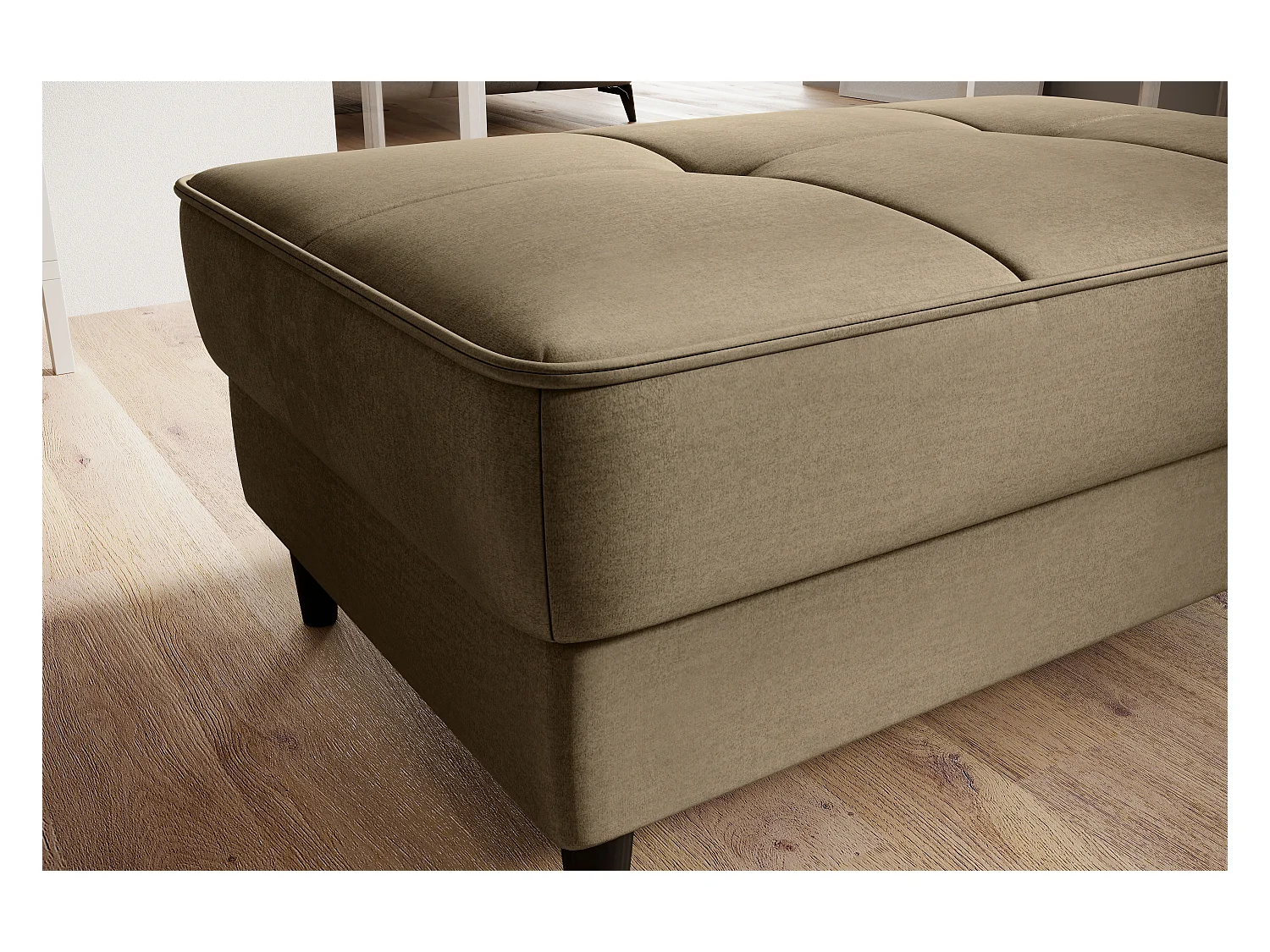 Pouf avec rangement en velours BOZA-Beige foncé