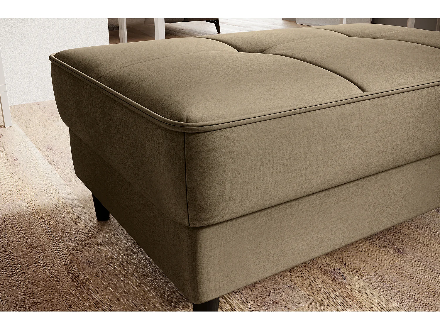 Pouf avec rangement en velours BOZA-Beige foncé