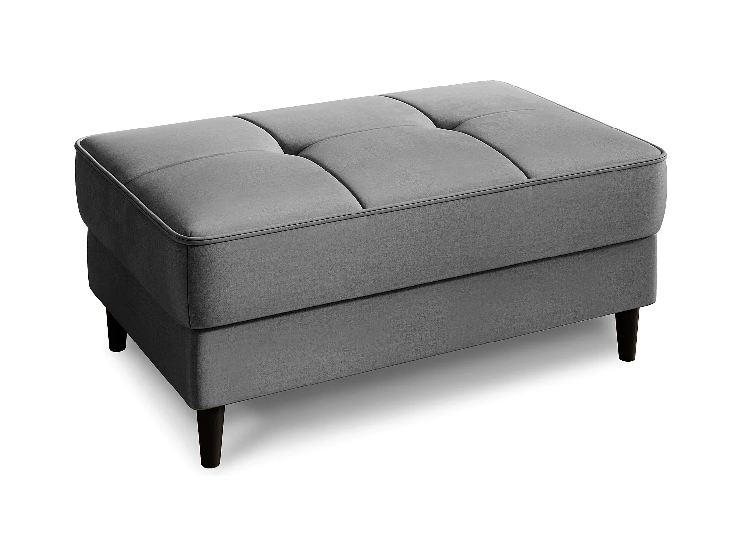 Pouf avec rangement en velours BOZA-Gris chiné