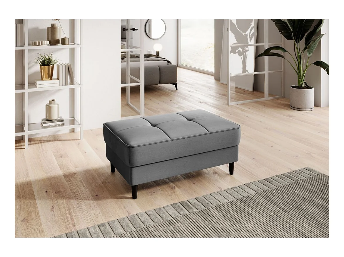 Pouf avec rangement en velours BOZA-Gris chiné